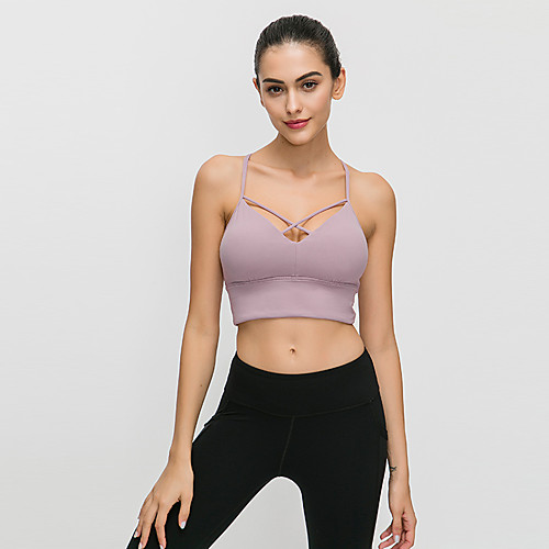 

Women's Bra Top Light Support Criss Cross Strappy Fashion Purple Nylon Yoga Running Fitness Top Sport Activewear Breathable Comfort Quick Dry Moisture Wicking Stretchy / Removable Pad / Wireless