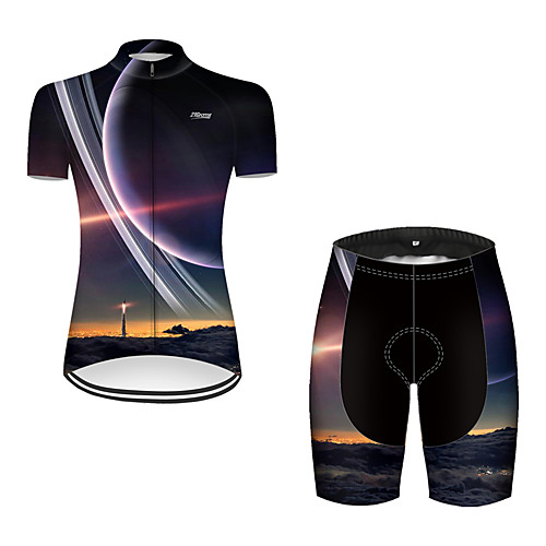 

21Grams Women's Short Sleeve Cycling Jersey with Shorts Nylon Polyester Black / Yellow 3D Rocket Bike Clothing Suit Breathable 3D Pad Quick Dry Ultraviolet Resistant Reflective Strips Sports 3D