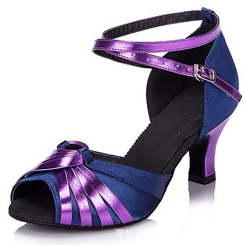

Women's Latin Shoes PU Heel Cuban Heel Dance Shoes Purple