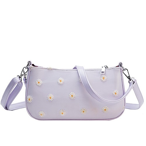 

Women's PU Crossbody Bag Floral Print White / Black / Purple