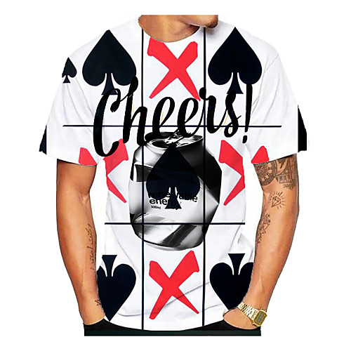 

Men's T shirt Graphic Beer Print Short Sleeve Daily Tops White
