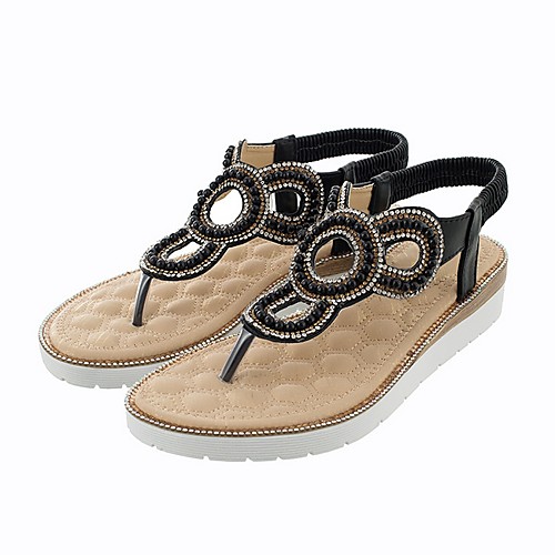 

Women's Sandals Boho Bohemia Beach Flip-Flops Flat Heel Open Toe Flat Sandals Daily PU White Black Red