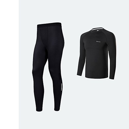 

Men's Elastane Tracksuit Activewear Set Workout Outfits 2pcs Round Running Active Training Fitness Lightweight Breathable Quick Dry Sportswear Athletic Clothing Set Long Sleeve Activewear Stretchy