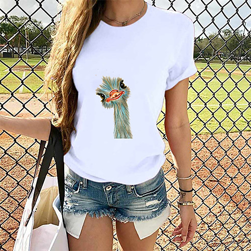 

Women's T-shirt Graphic Tops - Print Round Neck Loose Cotton Basic Daily Summer White S M L XL 2XL 3XL 4XL
