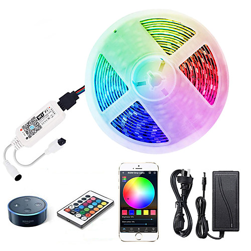 

ZDM 5M LED Light Strips RGB Tiktok Lights WiFi Intelligent Remote Dimming Watetproof 300 LEDS 5050 SMD with IR24 key Controller Kit DC12V