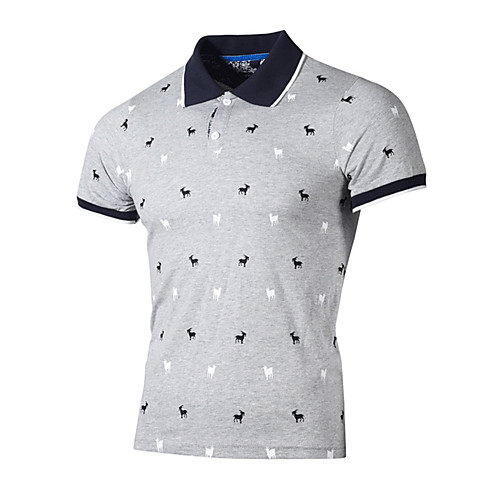 

Men's Geometric T-shirt Basic Daily White / Blue / Gray