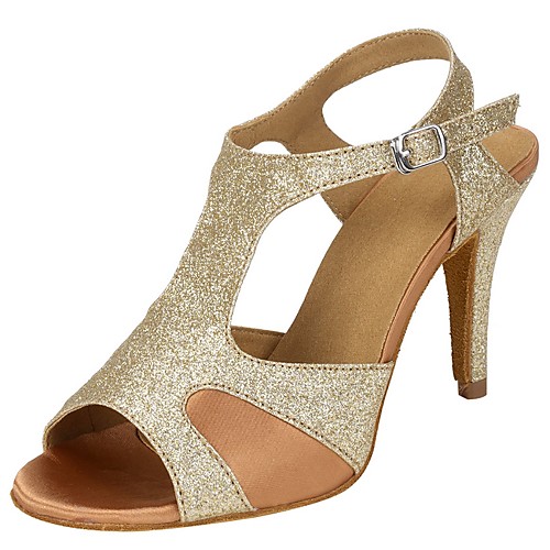 

Women's Latin Shoes PU Heel Cuban Heel Dance Shoes Gold