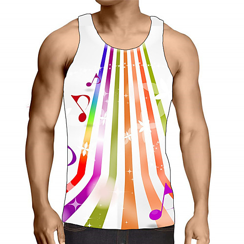 

Men's Graphic Print Tank Top Street chic Exaggerated Daily Going out Rainbow