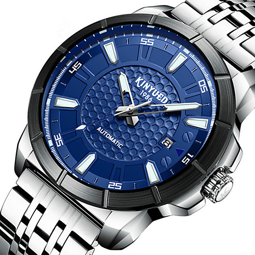 

Men's Mechanical Watch Automatic self-winding Modern Style Stylish Stainless Steel Silver 30 m Calendar / date / day Three Time Zones Noctilucent Analog Casual - Black Blue One Year Battery Life