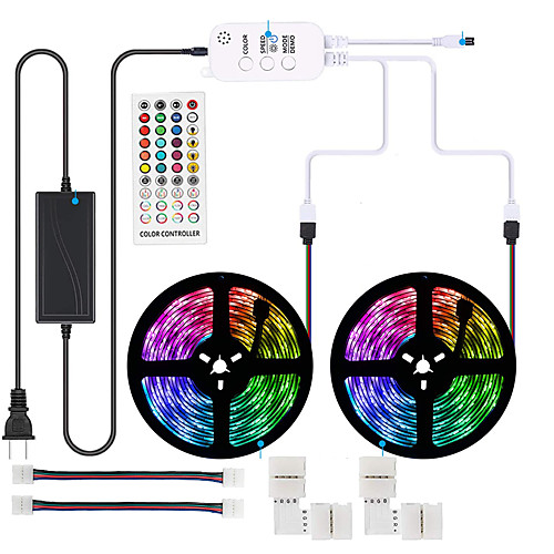 

Waterproof LED Strip Lights RGB 600 LEDs Light Strip Music Sync RGB LED Strip5050 SMD Color Changing LED Strip Light Bluetooth Controller 40 Key Remote and 12V 72W Power Supply