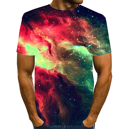 

Men's Graphic Print T-shirt Street chic Exaggerated Daily Going out Rainbow