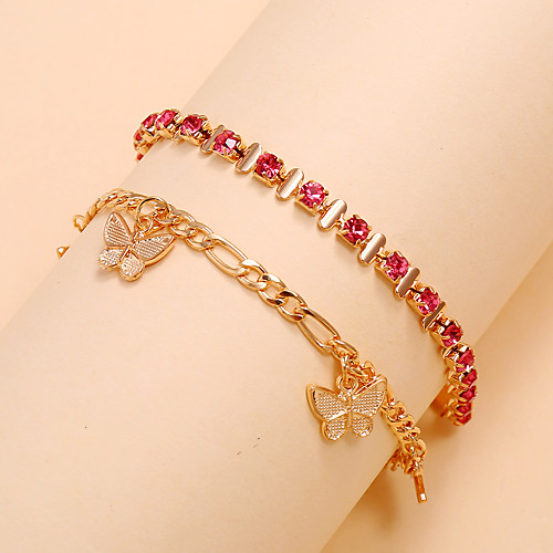 

Leg Chain Classic Elegant Trendy Women's Body Jewelry For Gift Holiday Classic Imitation Diamond Alloy Butterfly Gold 2 PCS