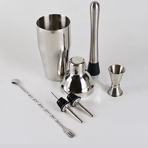 

Cocktail Mixing Shaker Tool Set of 6 Barware Stainless Steel 750ML