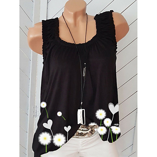 

Women's Tops Floral Tank Top V Neck Daily Summer Black S M L XL 2XL 3XL 4XL 5XL