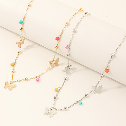 

Women's Pendant Necklace Necklace Classic Butterfly Simple Classic Trendy Fashion Chrome Rainbow 46 cm Necklace Jewelry 2pcs For Wedding Street Birthday Party Beach Festival