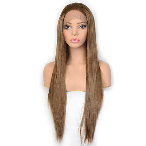 

Vogue Queen Light Brown Synthetic Lace Front Wig Long Silky Straight Hair Daily Wearing For Women