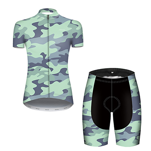 

21Grams Women's Short Sleeve Cycling Jersey with Shorts Camouflage Camo / Camouflage Bike Breathable Sports Patterned Mountain Bike MTB Road Bike Cycling Clothing Apparel / Stretchy