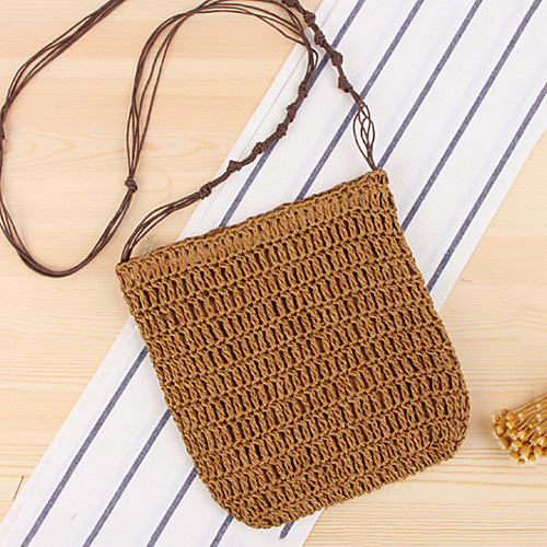 

Women's Straw Crossbody Bag 2020 Solid Color Brown / Beige