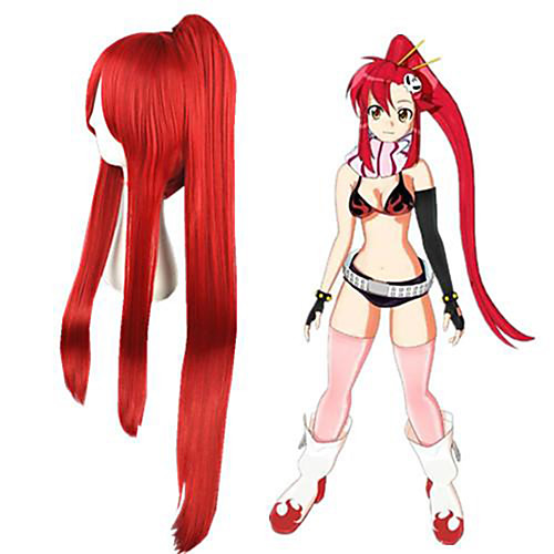 

Cosplay Wig Yoko Littner Gurren Lagann Straight Cosplay With Bangs With Ponytail Wig Very Long Red Synthetic Hair 40 inch Women's Anime Cosplay Red