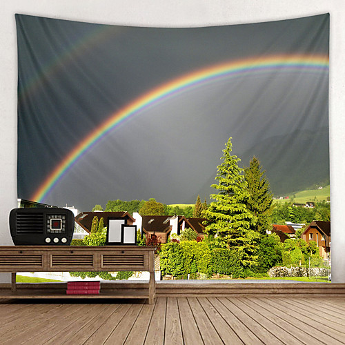 

Village Rainbow Beauty Printed Tapestry Decor Wall Art Tablecloths Bedspread Picnic Blanket Beach Throw Tapestries Colorful Bedroom Hall Dorm Living Room Hanging
