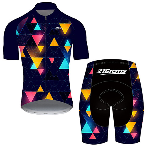 

21Grams Men's Short Sleeve Cycling Jersey with Shorts Nylon Polyester Black / Red Plaid Checkered 3D Gradient Bike Clothing Suit Breathable 3D Pad Quick Dry Ultraviolet Resistant Reflective Strips