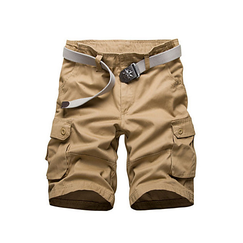 

Men's Basic Slim Daily Shorts Tactical Cargo Pants Solid Colored Knee Length Black Yellow Army Green / Summer