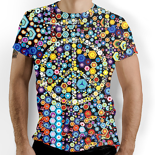 

Men's T shirt Rainbow Graphic Print Short Sleeve Daily Tops Basic Rainbow