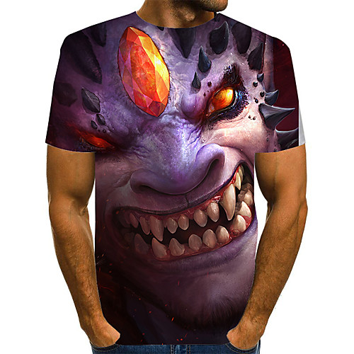 

Men's Geometric Graphic Print T-shirt Street chic Exaggerated Daily Going out Rainbow