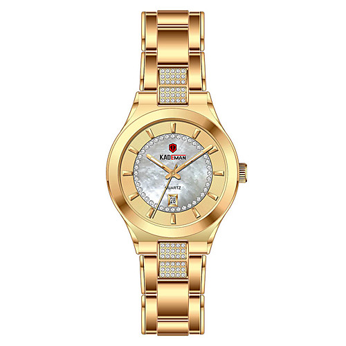 

Women's Quartz Watches Elegant Fashion Stainless Steel Quartz Rose Gold WhiteGolden White Water Resistant / Waterproof Calendar / date / day Analog