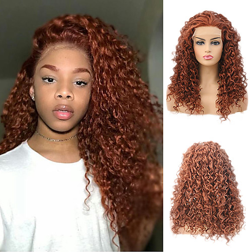 

Synthetic Lace Front Wig Curly Afro Curly Free Part Lace Front Wig Short Brown Synthetic Hair 10-16 inch Women's Cosplay Soft Adjustable Brown