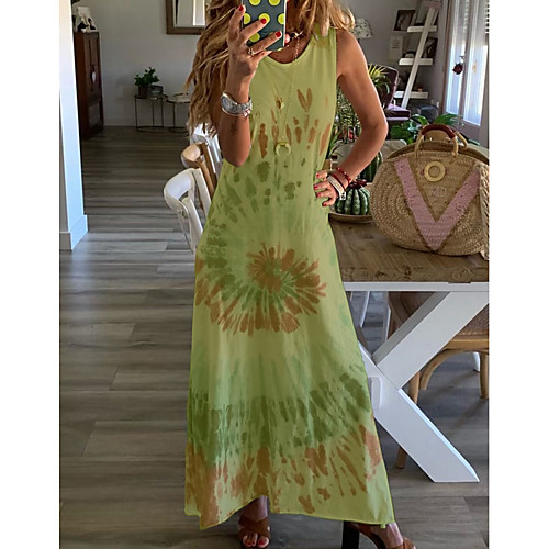 

Women's A-Line Dress Maxi long Dress - Sleeveless Floral Summer Casual 2020 White Blue Yellow Blushing Pink Green Gray S M L XL XXL XXXL XXXXL XXXXXL