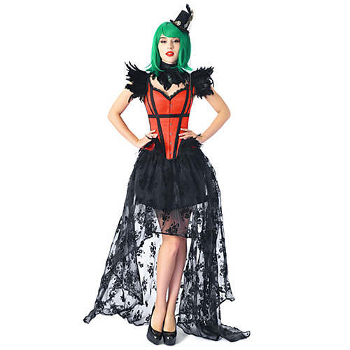 

Plague Doctor Vintage Medieval Steampunk Dress Outfits Overbust Corset Women's Costume Red black Vintage Cosplay Party Stage Prom / Shawl / Necklace