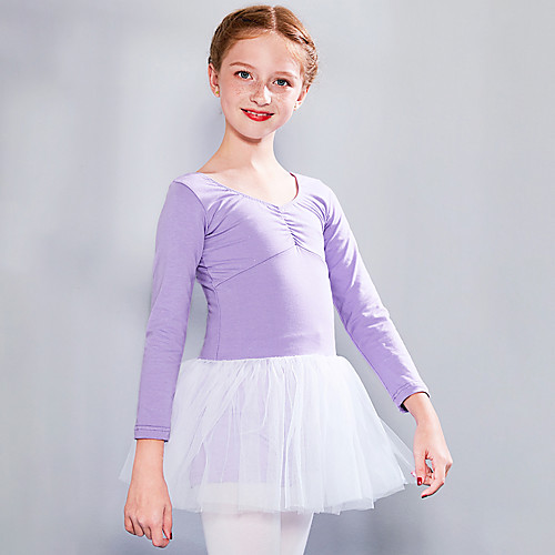

Ballet Dress Lace Bow(s) Ruching Girls' Training Performance Long Sleeve High Spandex Lace