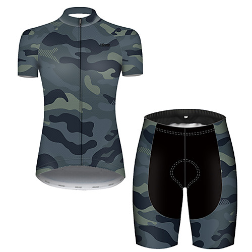 

21Grams Women's Short Sleeve Cycling Jersey with Shorts Nylon Polyester Camouflage Patchwork Camo / Camouflage Bike Clothing Suit Breathable 3D Pad Quick Dry Ultraviolet Resistant Reflective Strips