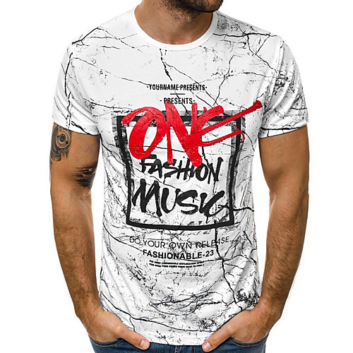 

Men's Letter T-shirt Daily White / Black / Royal Blue