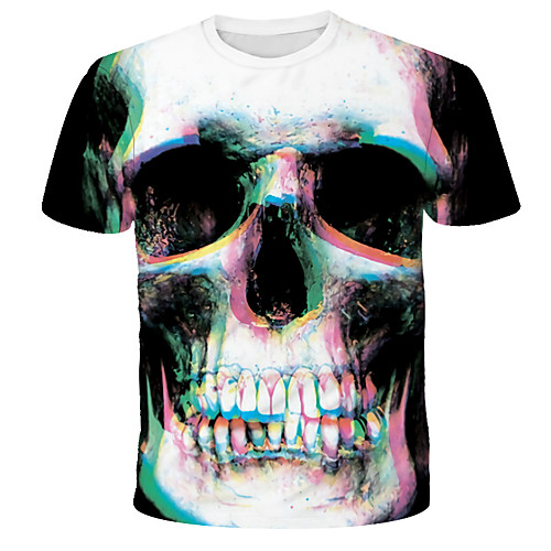 

Men's Graphic Skull Print T-shirt Street chic Exaggerated Daily Holiday Rainbow