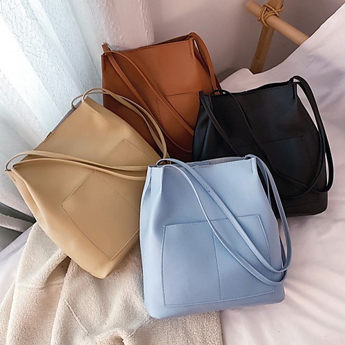 

Women's PU Top Handle Bag Solid Color Black / Blue / Khaki
