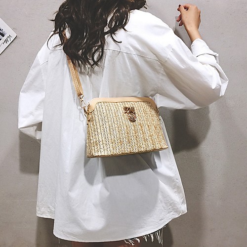

Women's Straw Crossbody Bag Solid Color Khaki / Beige