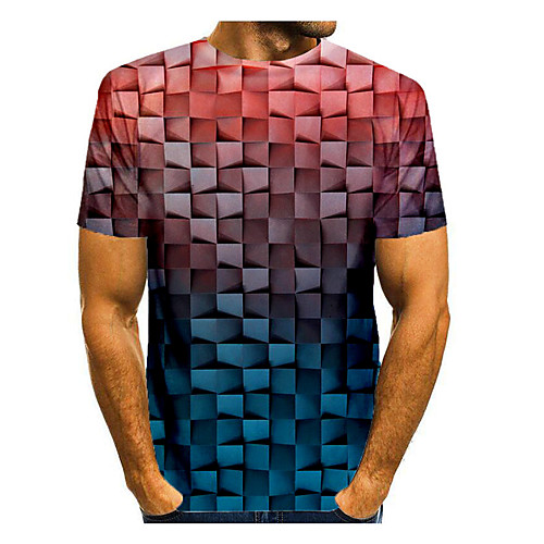 

Men's T shirt Graphic Optical Illusion Print Short Sleeve Daily Tops Basic Navy Blue