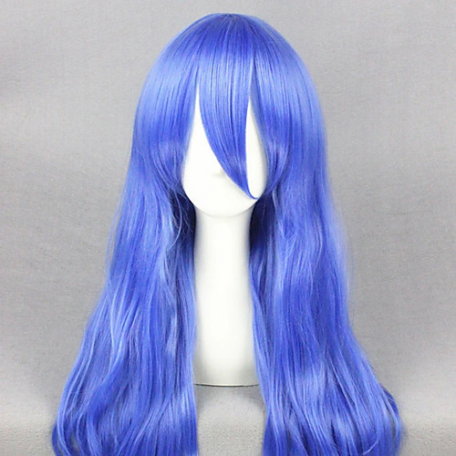 

Cosplay Wig Yoshino Date A Live Curly Cosplay Asymmetrical With Bangs Wig Very Long Blue Synthetic Hair 28 inch Women's Anime Cosplay Lovely Blue