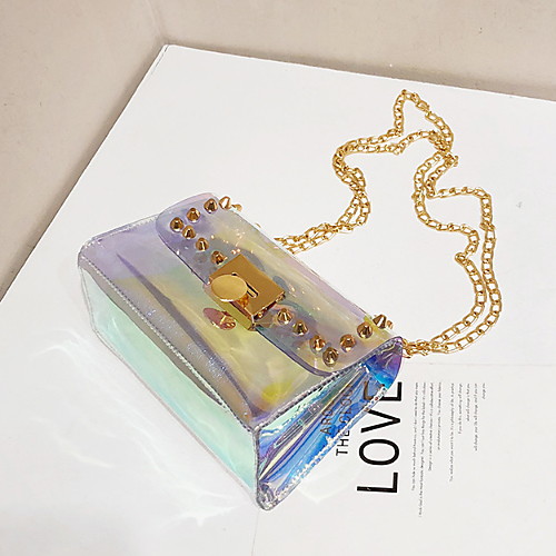 

Women's Chain PVC Crossbody Bag Solid Color Rainbow