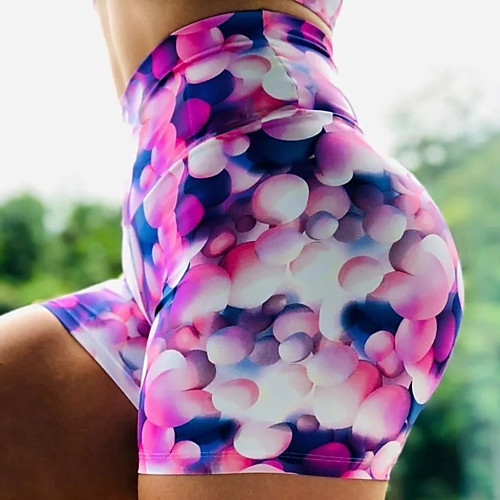 

Women's High Waist Yoga Shorts Shorts Tummy Control Butt Lift Quick Dry Rainbow Fitness Gym Workout Running Winter Sports Activewear High Elasticity