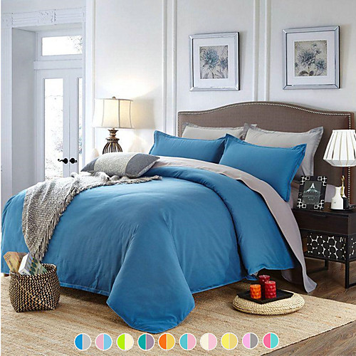 

Solid Color Duvet Cover Set with Zipper Closure, Ultra Soft Hypoallergenic 4 Pieces Comforter Cover Sets