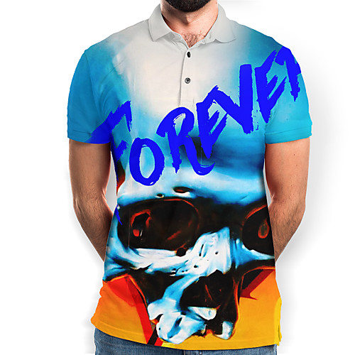 

Men's Graphic Skull Polo Basic Elegant Daily Going out Rainbow