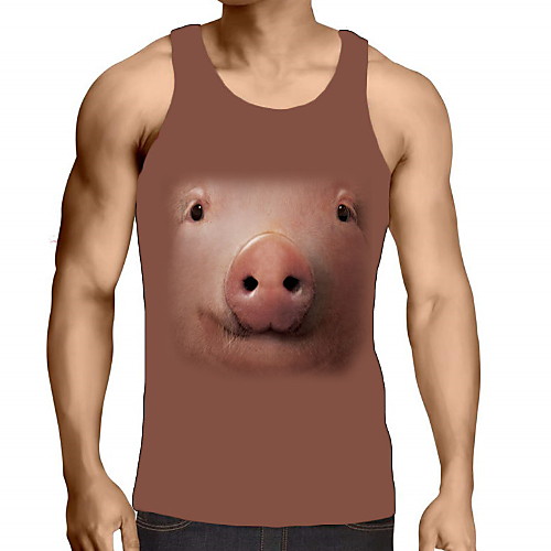 

Men's Graphic Print Tank Top Daily Brown