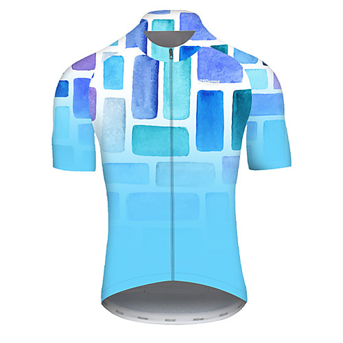 

21Grams Men's Short Sleeve Cycling Jersey Nylon Polyester Blue Plaid / Checkered 3D Gradient Bike Jersey Top Mountain Bike MTB Road Bike Cycling Breathable Quick Dry Ultraviolet Resistant Sports