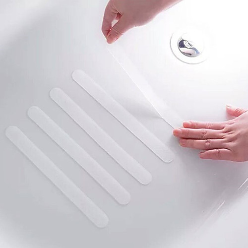 

5pcs Stair Steps Anti-slip Rubber Bathroom Bathtub Transparent Non-slip Stickers With Shower Strip