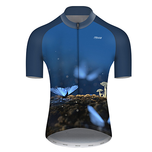 

21Grams Men's Short Sleeve Cycling Jersey Nylon Bule / Black Butterfly Bike Jersey Top Mountain Bike MTB Road Bike Cycling Quick Dry Breathable Sports Clothing Apparel / Micro-elastic