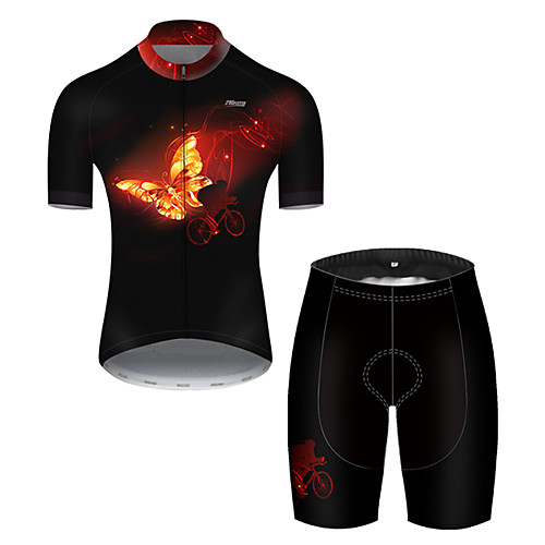 

21Grams Men's Short Sleeve Cycling Jersey with Shorts Nylon Polyester Black / Yellow Butterfly Gradient Bike Clothing Suit Breathable 3D Pad Quick Dry Ultraviolet Resistant Reflective Strips Sports