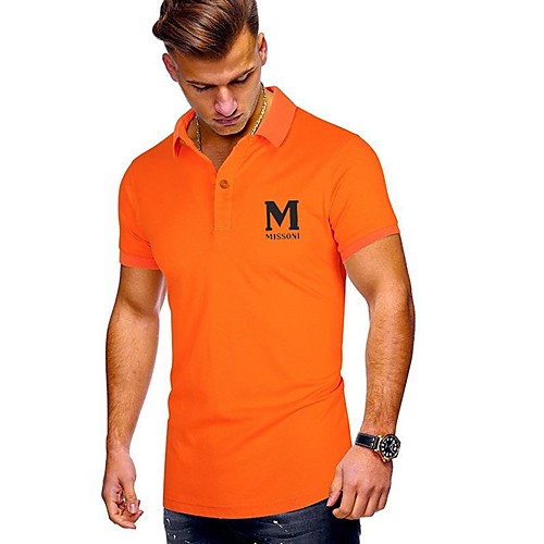 

Men's Polo Graphic Patchwork Short Sleeve Daily Tops Basic White Black Blue